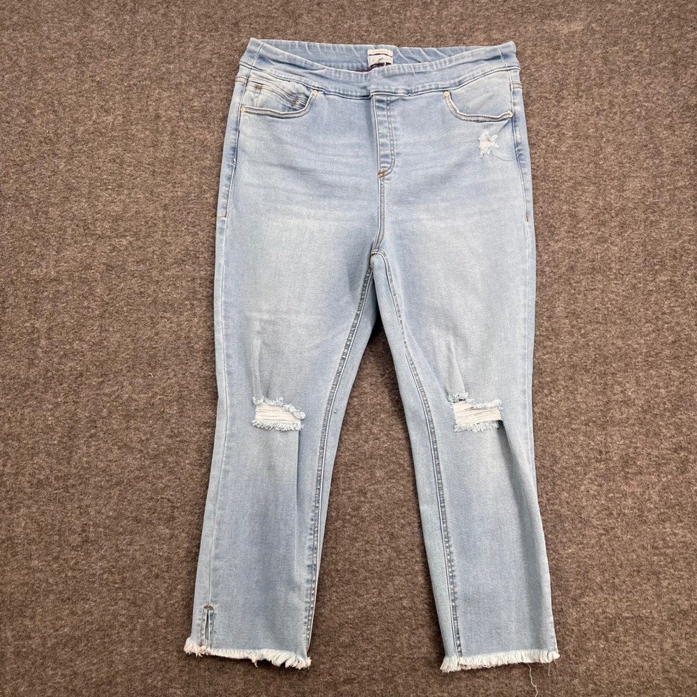 Westbound High Rise Pull On Jeggings Light Wash Distressed Frayed Hem Size‎ 16